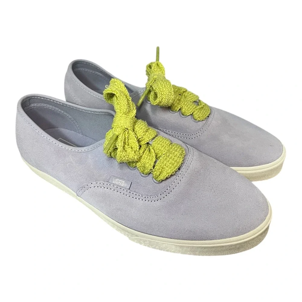 Vans Authentic Sneakers Women Light Purple Suede Bright Yellow Laces Size‎ 7.5
